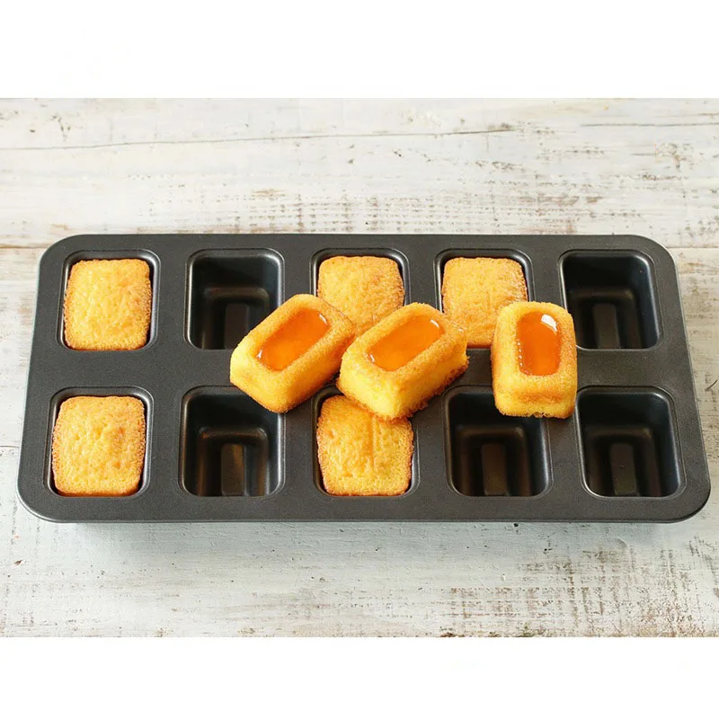 

Japanese-style 10 Pcs Baking Pan for Cakes Metal Durable Non-stick Pans Black Cooking Cake Baking Mold Rectangle Dessert Pan