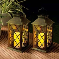 retro solar powered lamp hanging lanterns warm light hollow outdoor solar lights with handle outdoor garden lights xmas decor