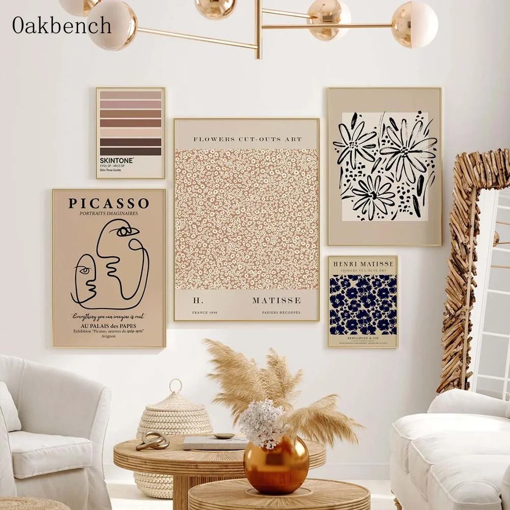 

Абстрактный настенный плакат Пикассо матиссе, картина с цветами, плакаты и принты, скандинавские картины на холсте для украшения гостиной