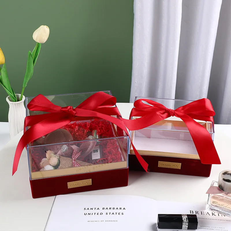 With Transparent Lid And Ribbon, Candy Scented Candle Packaging Box For Wedding Birthday Party Gifting