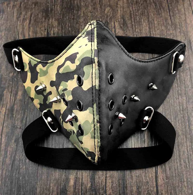 

Вечерние ка для вечеринки на Хэллоуин в стиле панк-дьявола, кожаные заклепки, металлик, искусственная кожа, маска байкера, маска с черепом на...