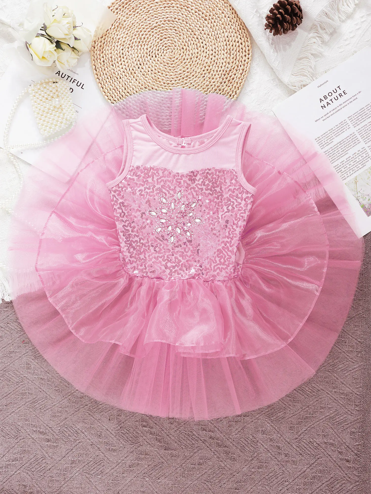 

Toddler Girls Gymnastic Exercise Prince Ballet Dance Dress Sleeveless Sequins Ballet Dancewear Ballerina Tutu Leotard Dress