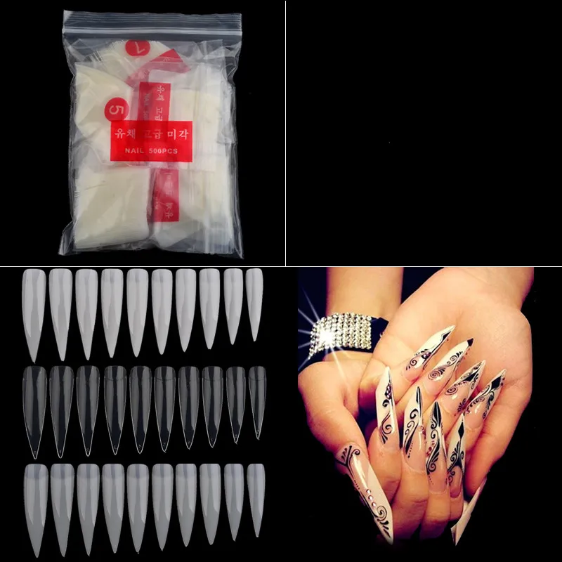 

Sdotter 500 Pcs French Transparent Acrylic Fake Nails Full Cover Press On Nails Coffin Tip