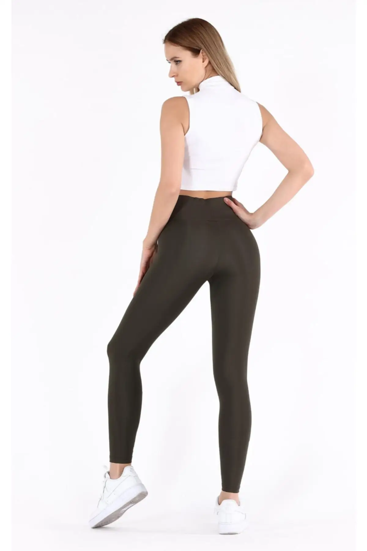 WOMEN HIGH WAST WALL COLLECTION Khaki Matt Tight Top Trend Fashion Pretty and Cheap for Women 148293135