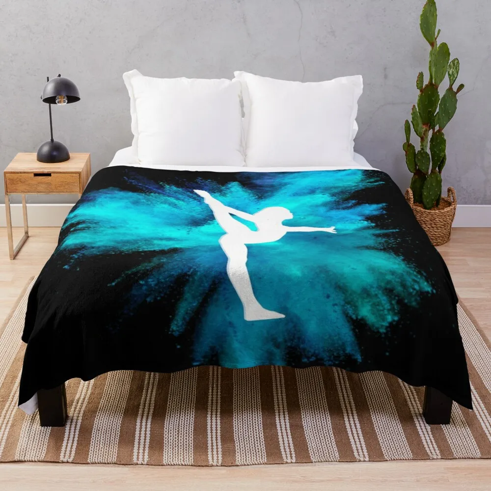 

Gymnast Silhouette - Blue Explosion(On Black)Throw Blanket