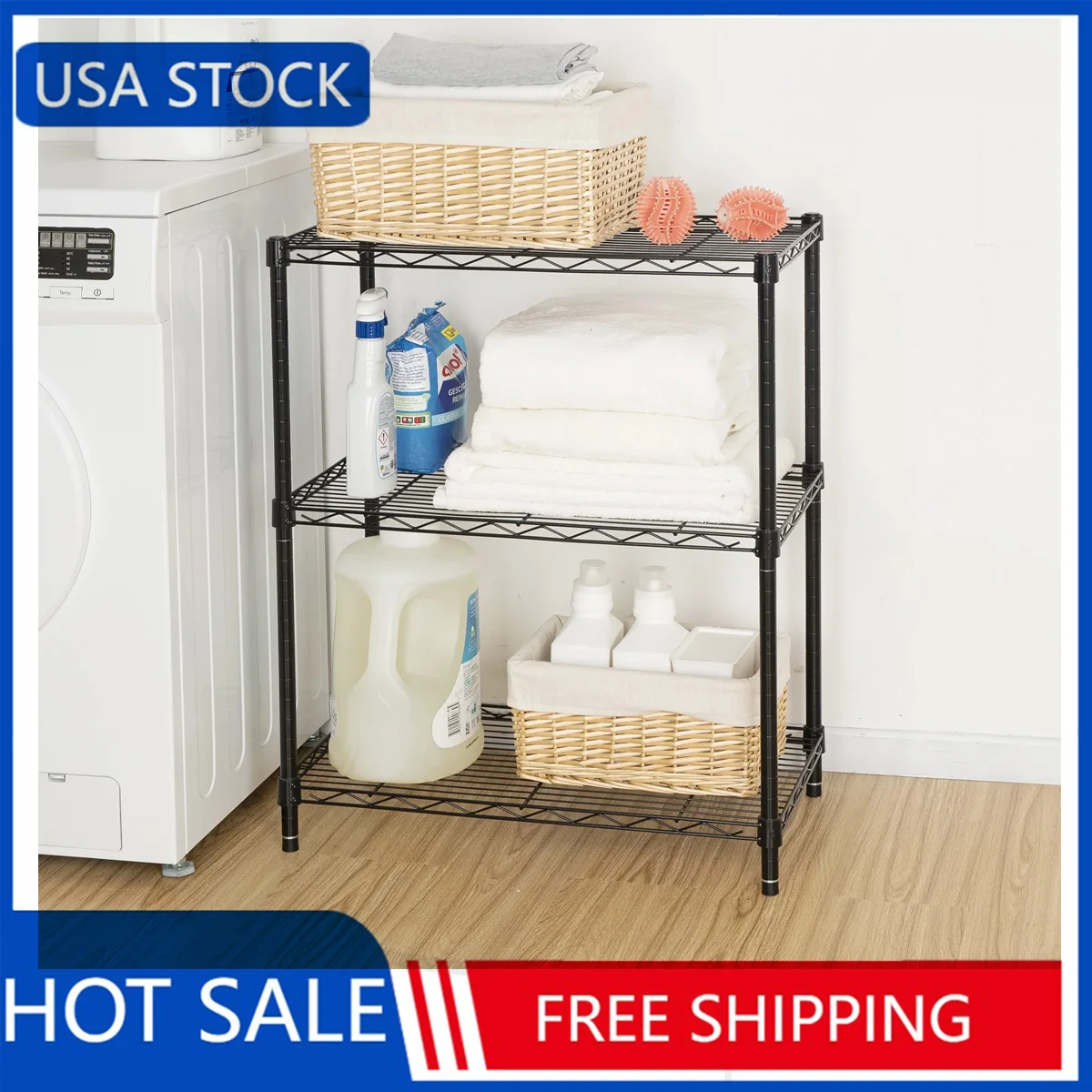 

Очень жесткий 3-уровневый Многофункциональный стеллаж для взрослых, черный цвет, грузоподъемность 750 фунтов, аксессуары для ванной комнаты