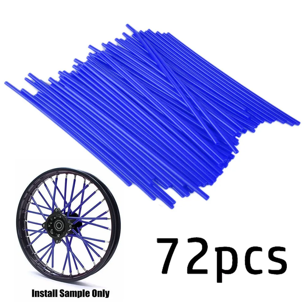 

72Pcs Blue Wheel Spoke Wrap Rim Cover Motorcycle Parts Skin Fit For Dirt Bikes Motorcycle Motocross