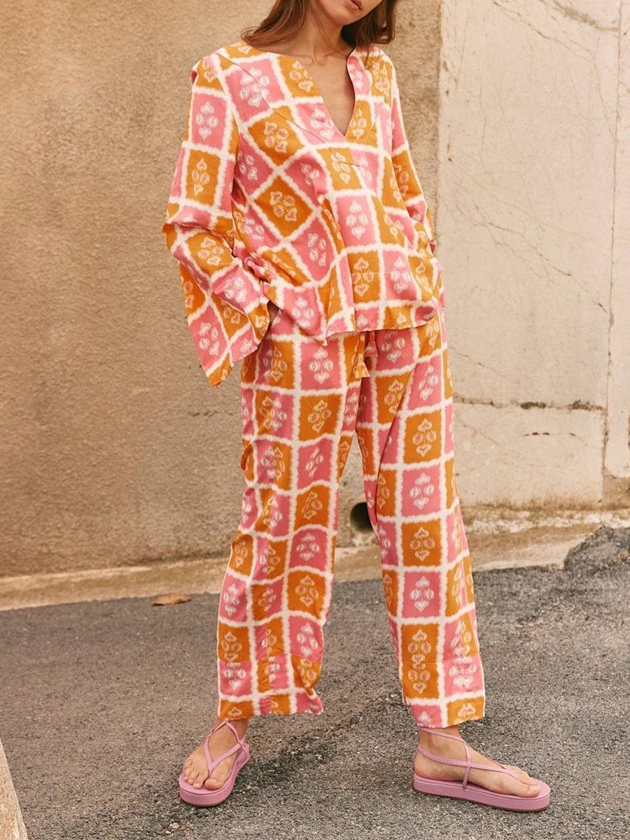 Женский цветочный пижамный комплект из 2 предметов рубашка с коротким рукавом и