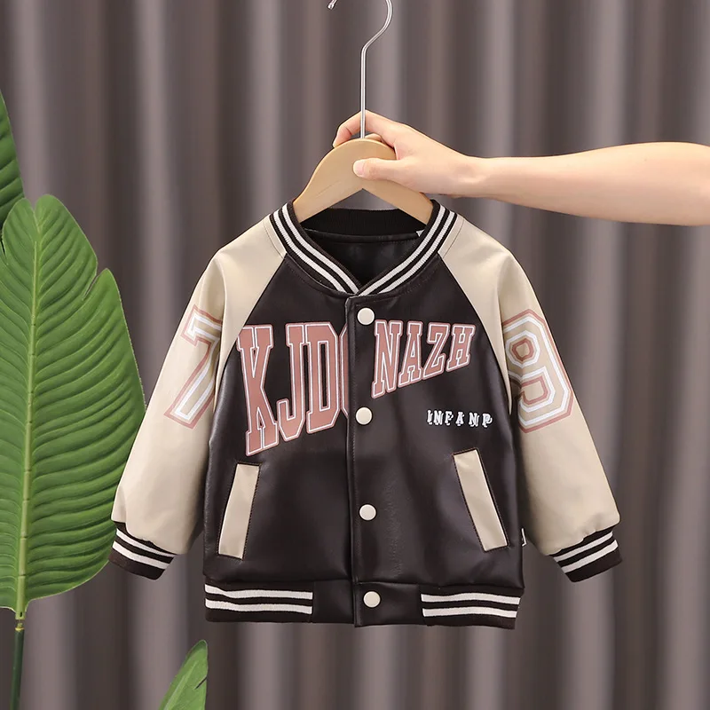 

Куртка кожаная демисезонная для мальчиков, на возраст 1-5 лет