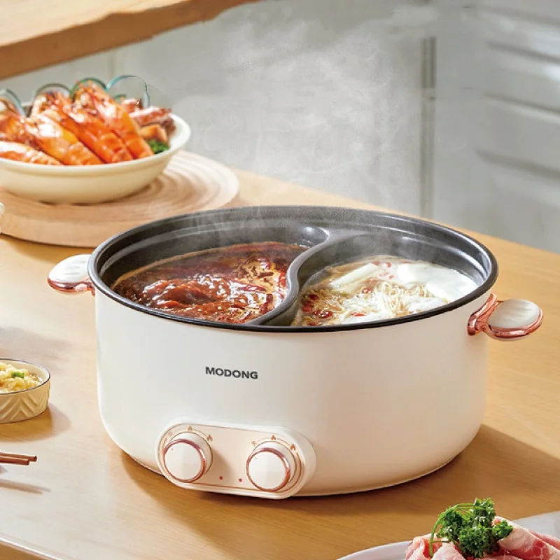 

6L Yuanyang Electric Hot Pot Home Electric Cooking Pan One Large Capacity Double Soup Pots Non Stick Electric Frying Pan 1500W