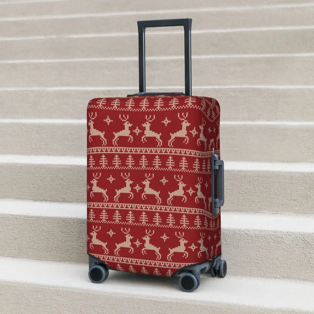 

Christmas Nordic Animal Suitcase Cover Fair Isle Red Deer Cruise Trip Holiday Practical Luggage Supplies Protection