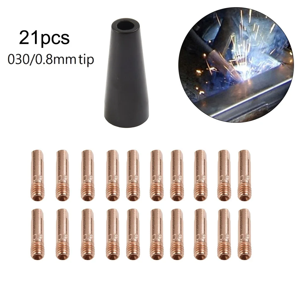 

21PCS Gasless Flux Nozzle Tip Kit For TITANIUM Easy-Flux 125 Amp Welder 56355 56359 MIG Welding Torch Tip 0.9mm/0.8 Mm