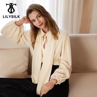lilysilk 18 momme women pullover silk shirt 2022 new femme long sleeve blouse with removable scarf essentials free shipping