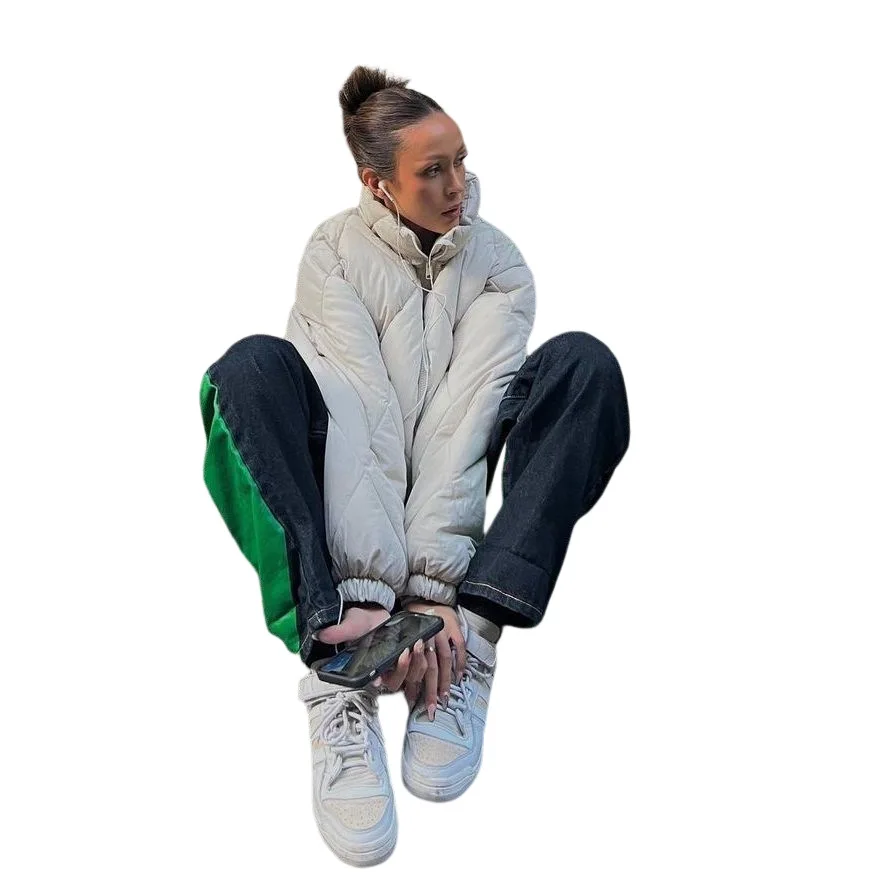 Casual Collar Long-Sleeved Drawstring Short Sections of Cotton Clothing Zipper Waist Warm Fashion Jacket Fall Women