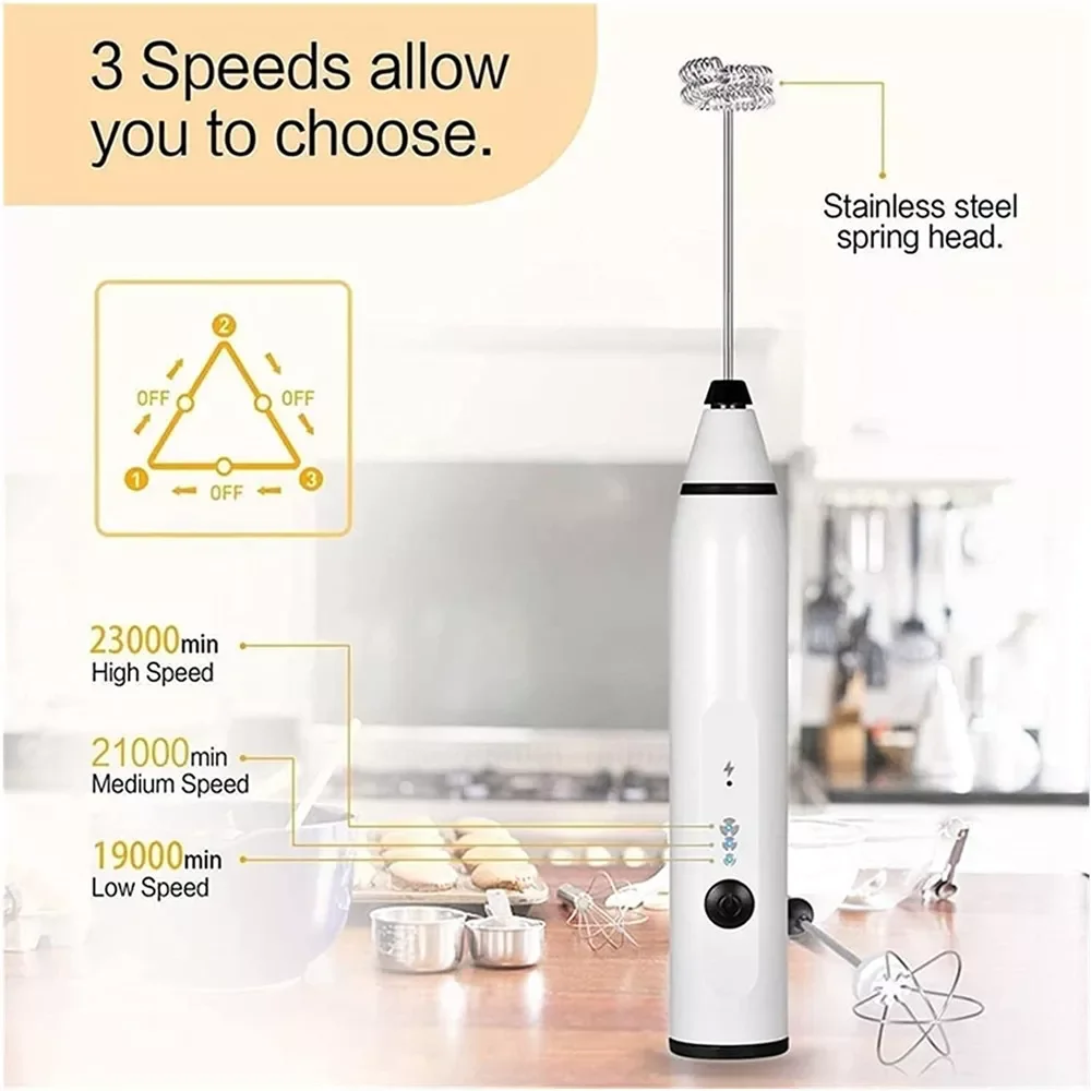 

Milk Frother Handheld Portable Rechargeable Coffee Whisk Drink Mixer Foamer for Cappuccino Hot Chocolate Frappe Egg Whisk