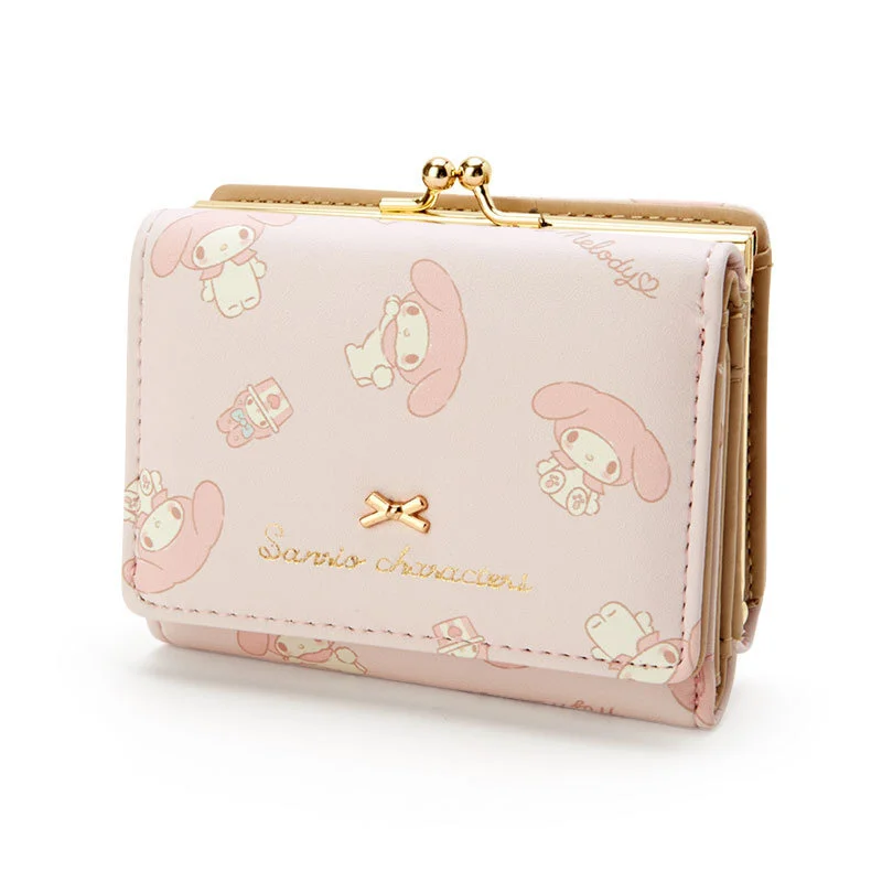 Sanrio Hello Kitty PU Leather Wallet for Women My Melody Purses Money Coin Holder Kuromi Card Bag Cinnamoroll Pocketbook