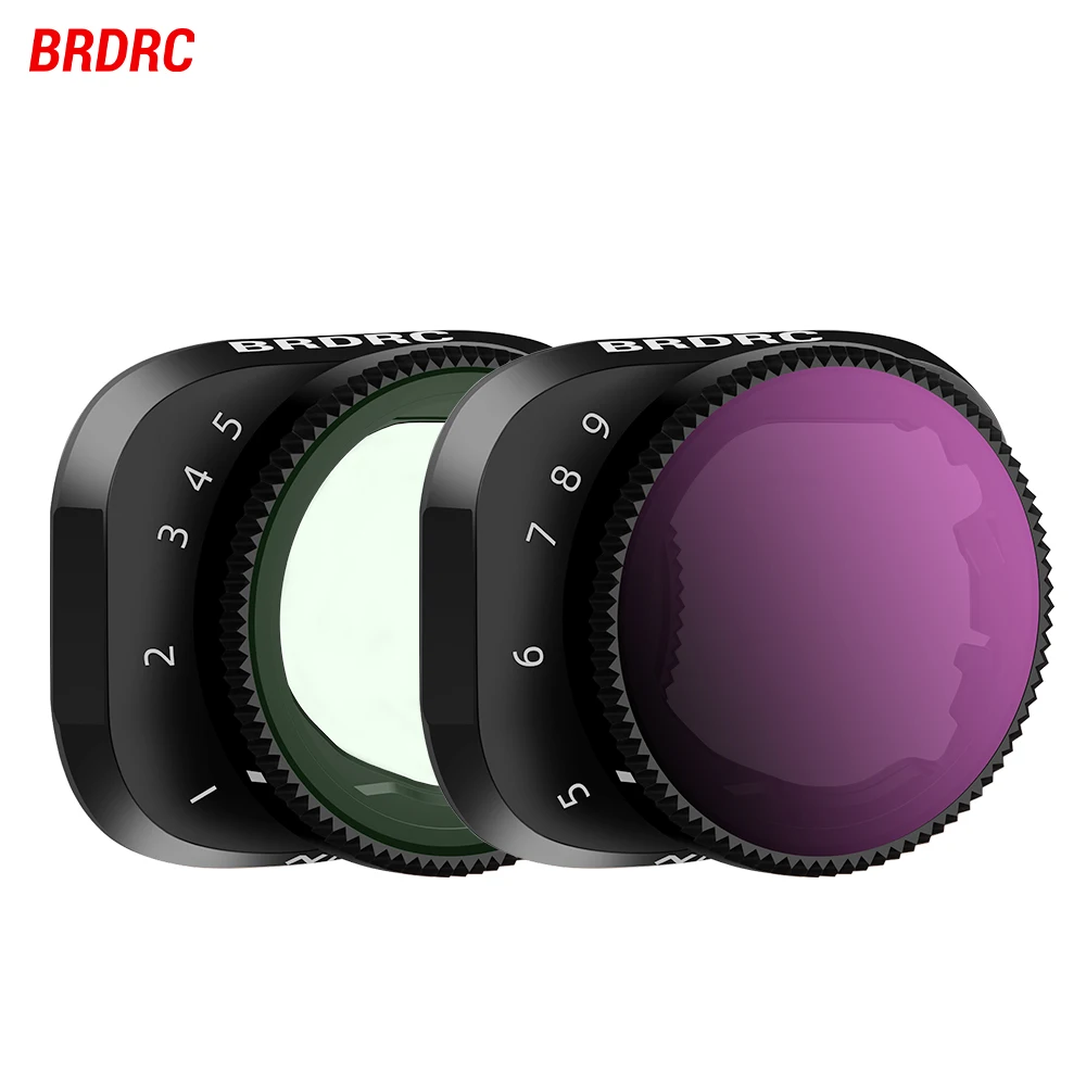 

BRDRC Lens Filters for DJI Mini 3/3 Pro Drone Camera Concept Variable ND4-ND32/ND32-ND512 Aluminum Alloy Frame HD Optical Glass