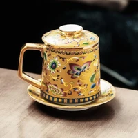 porcelain mug filter tea cup separate cup with lid office ceramic tea cups personal tea cup mug with saucer