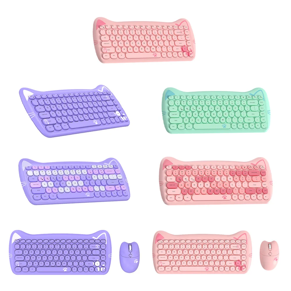 

2022 NEW A3060 Wireless Keyboard Mouse Combos 84 Keys Pink/Purple Keyboard for MAC/Win Desketop Notebook Keyboard