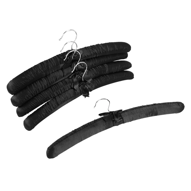 

17 Inch Large Satin Padded Hangers,Silk Hangers For Wedding Dress Clothes,Coats,Suits,Blouse (Black,5 Pack)