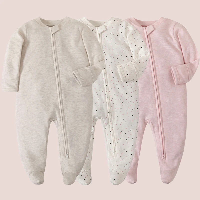 2013 Newborn Footed Pajamas Zipper Girl and Boy Romper Long Sleeve Jumpsuit Cotton Solid White Fashion 0-12 Months Baby Clothes