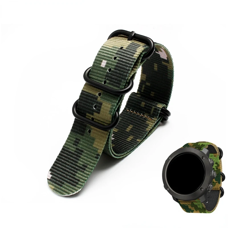 for Suunto 9 Baro 7 D5 Sparta Men Watchband Outdoor Waterproof Replacement Bracelet Belt 24mm Sport camouflage nylon Strap