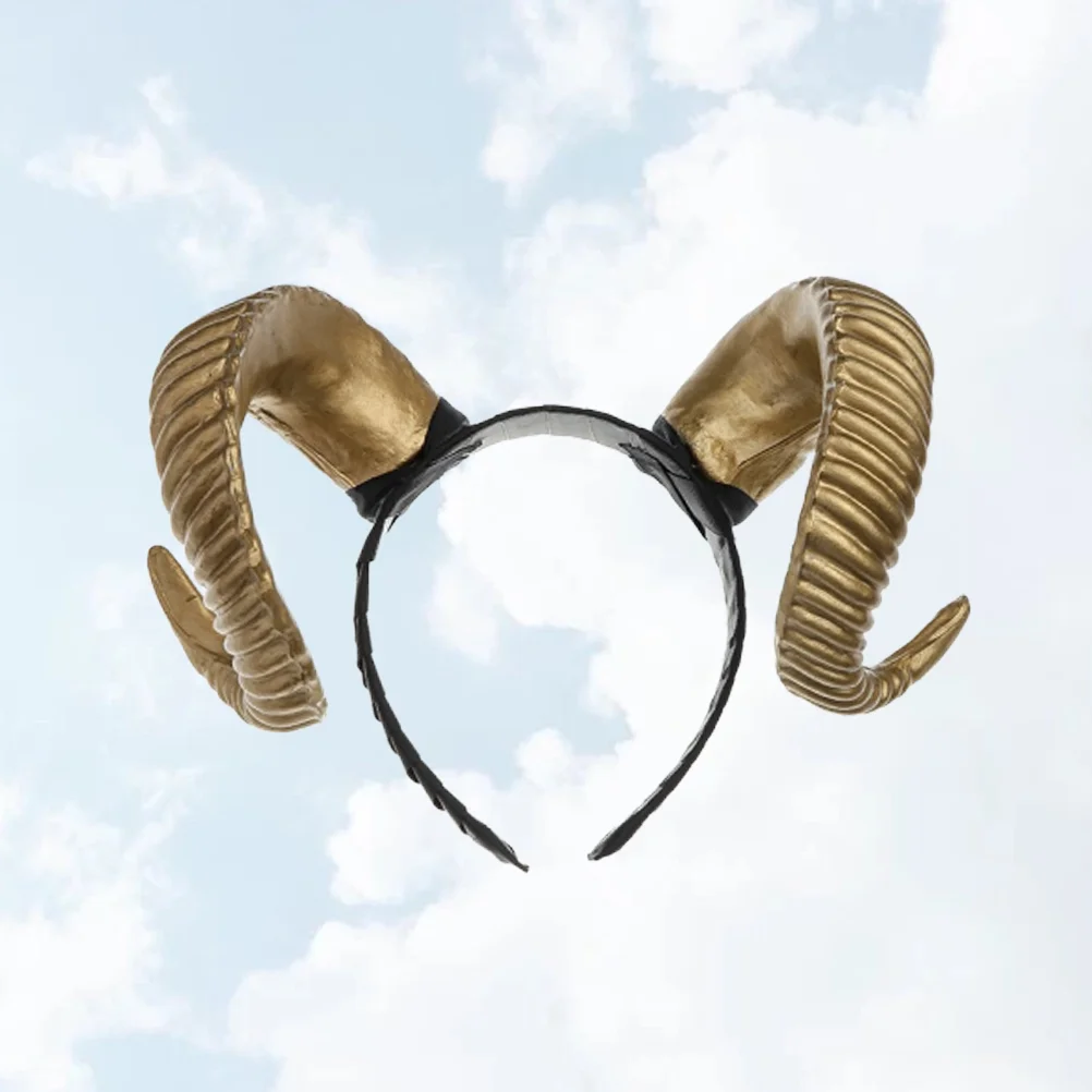 

Ox Horn Shape Hair Hoops Wide-Edge Hair Band Christmas Headband Exaggerated Headdress Party Supplies for Women Men Golden