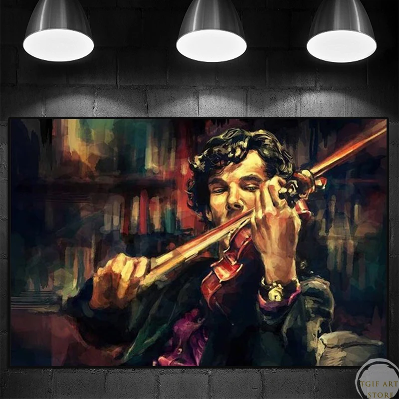 

Современное настенное искусство Sherlock, картина маслом на скрипке, Картина на холсте для телевизора, инструмент, плакаты, печать для гостиной,...