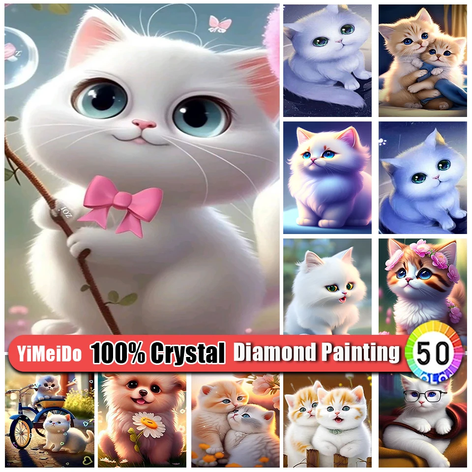 

YiMeiDo 100% Crystal Diamond Painting Cat Animal Novelties 2023 Zipper Bag Diy Full Mosaic Diamond Embroidery Cartoon Home Decor