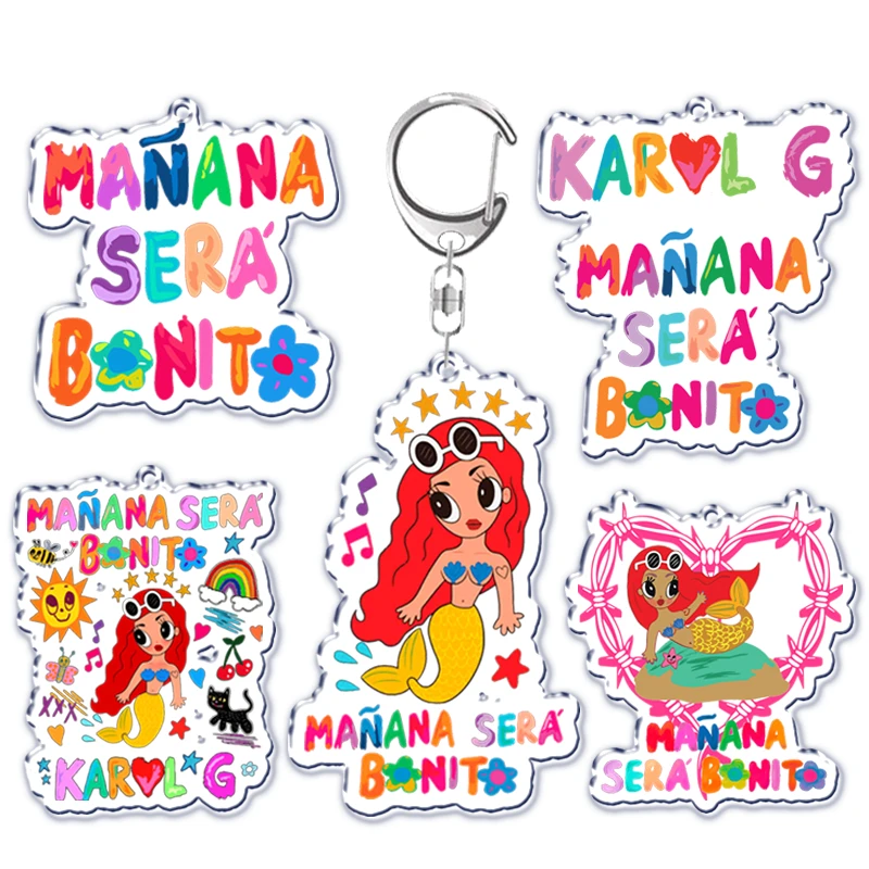 

Popular Music Singer Karol G Keychain Ti Manana Sera Bonito Bichota Bad Bunny Key Chain Bag Pendant Key Ring Keychains Gifts