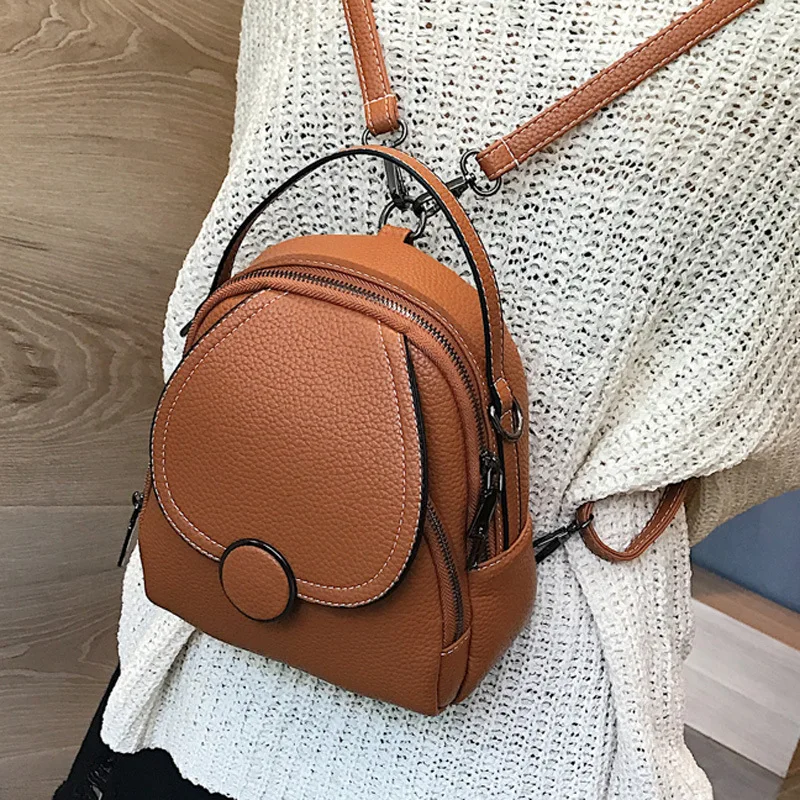 

BKQU Mini Multifunctional Small Backpack Women Women Shoulder Bag Girls Purse New Designer Fashion Women Leather Backpack