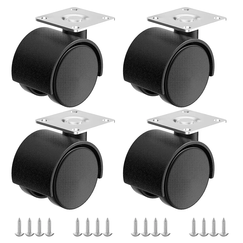 

4-piece Set 2 Inches Furniture Casters Replacement Cart Home Accessories Nylon Plastic Rotary Plate Casters For Workbenches
