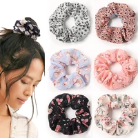 multicolors print gauze small fresh styling elastic hair bands fashion headwear korean style large intestine for women girls