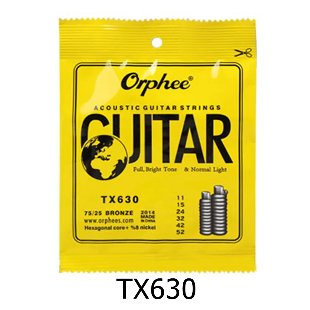 

Orphee Acoustic Guitar Strings Full-Size Light Medium 10-47 11-52 12-53 Gauges Acoustic Guitar Accessories 1 Set Guitar Strings