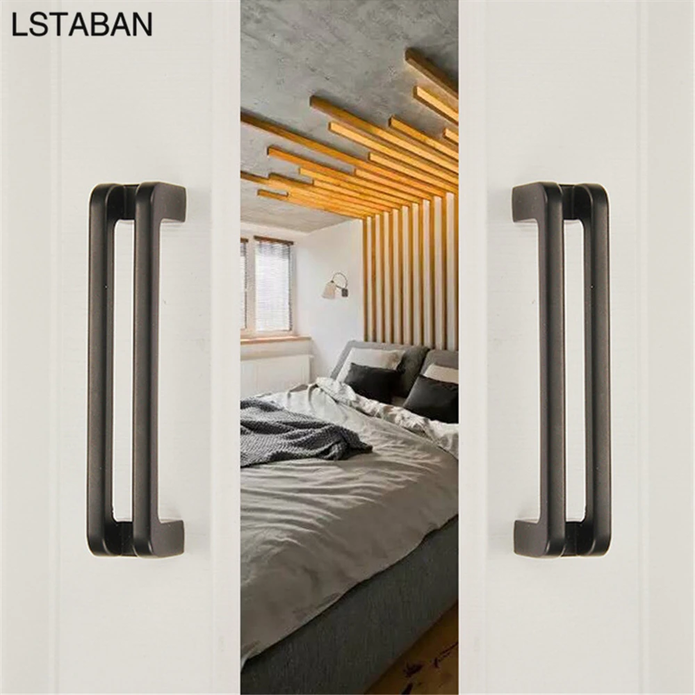 Ручки для шкафов из цинкового сплава черные современные полые квадратные