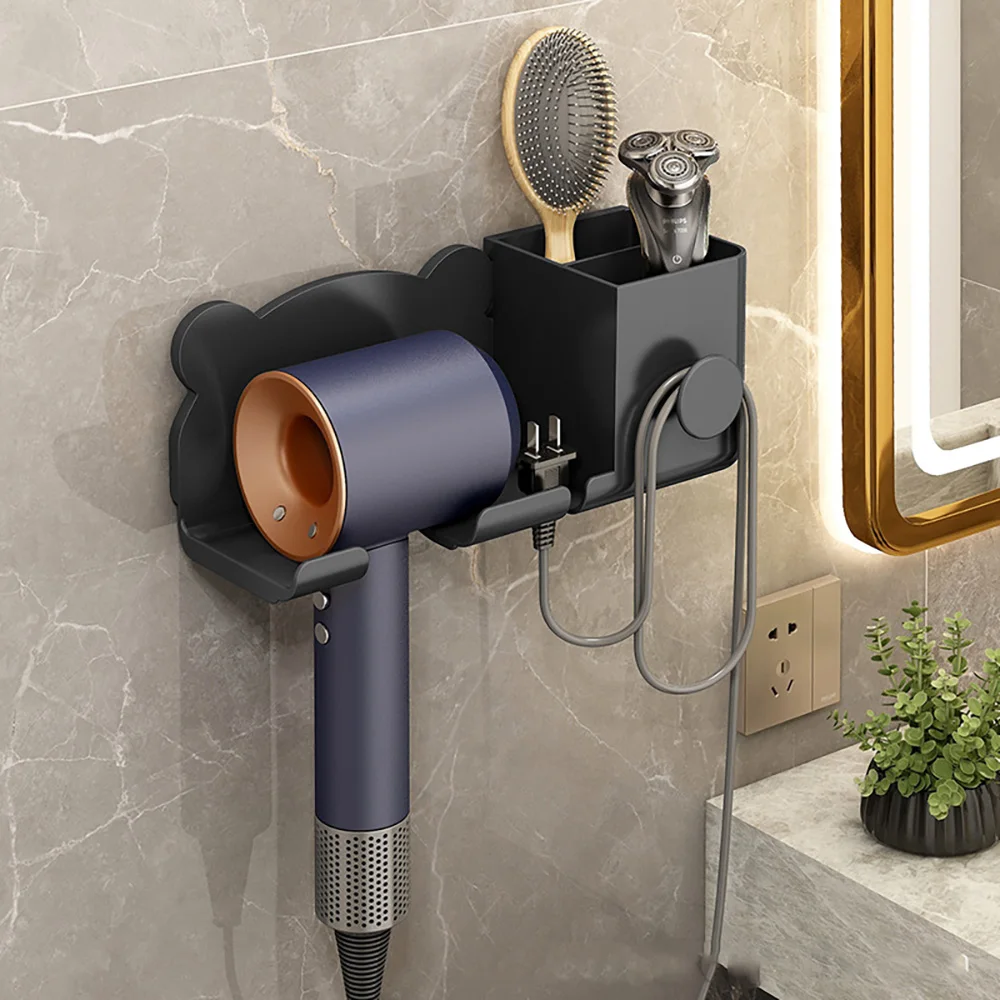 

Cute Bear Hair Dryer Rack Bathroom Comb Shaver Face Washing Milk Wall Hanging Storage Rack Toilet Hair Dryer Storage Rack 2023