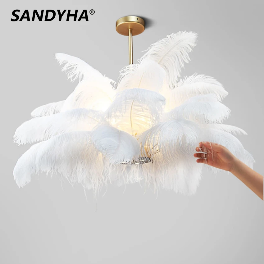 Светодиодная люстра SANDYHA в стиле постмодерн светильник из страусиных перьев