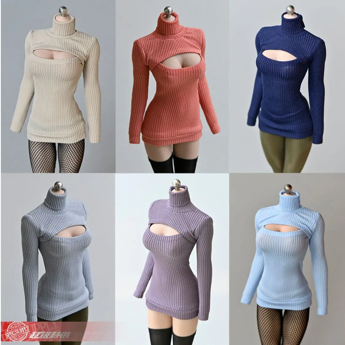 

Женский свитер с открытой грудью в масштабе 1/6, сексуальное платье-свитер для 12-дюймовых экшн-фигурок TBLeague с большой грудью S38A S29B