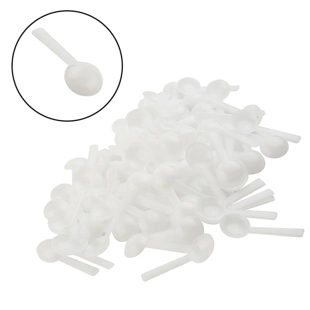 100pcs 1g White Plastic Food Grade PP Plastic DIY Baking Supplies Measuring Spoon Gram Scoop Food Baking Medicine Powder