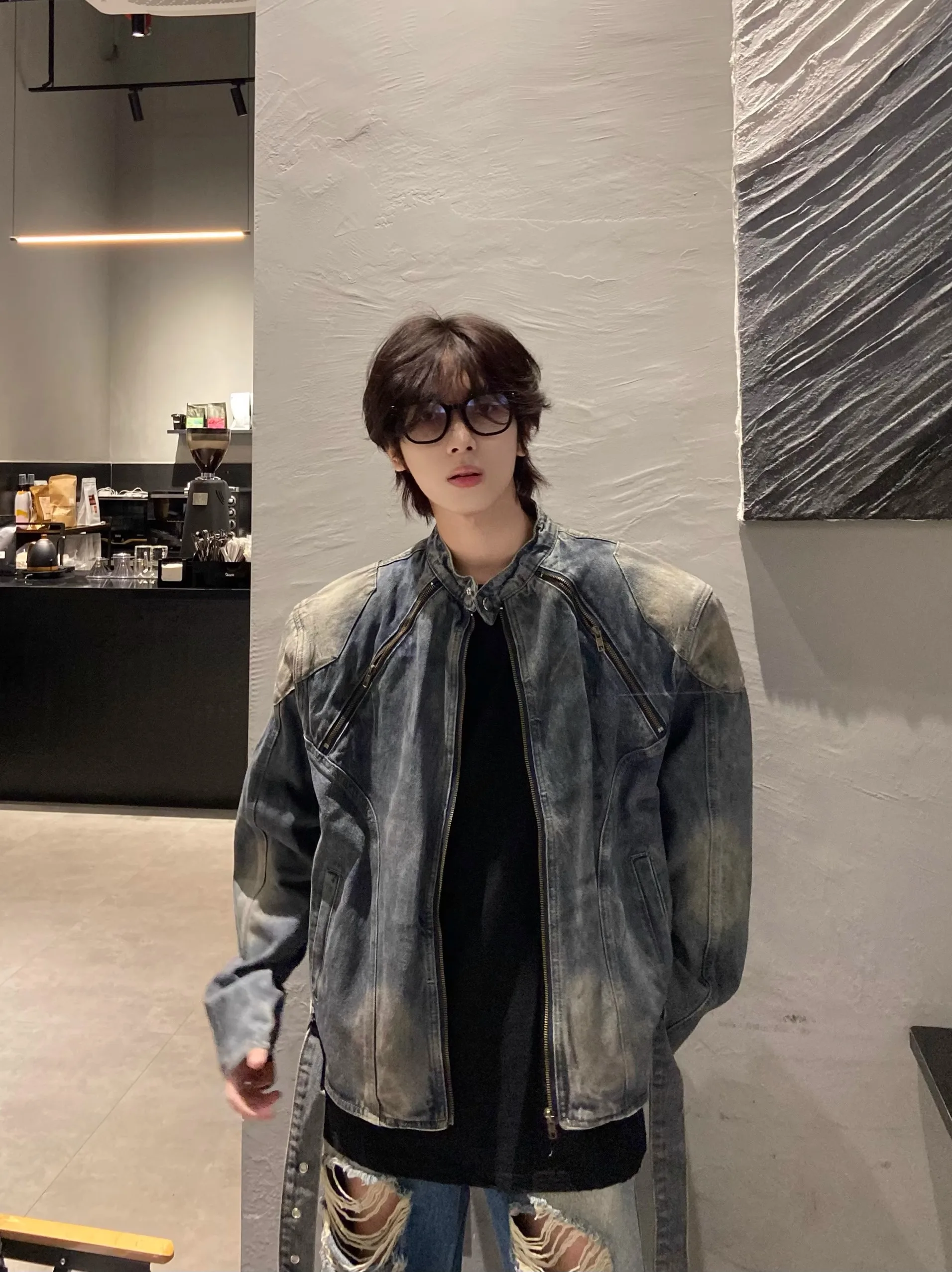 Американское винтажное джинсовое пальто Short Armor Sle Design Sense мужское осенне-зимнее с