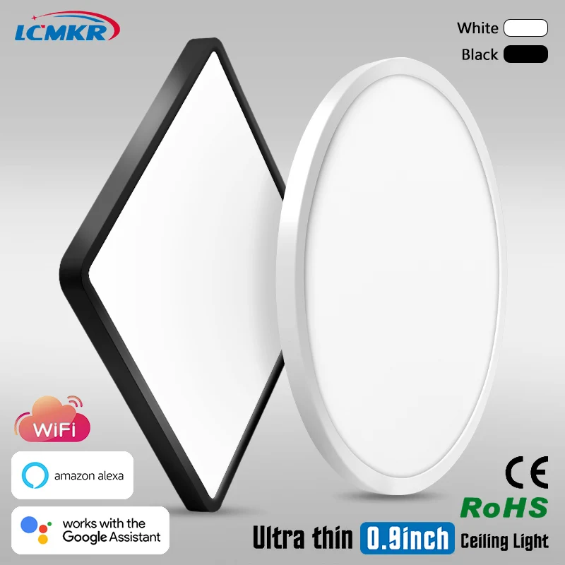 $33.71 LED Smart Ceiling Lamps WiFi App AI Voice Control Work With Google Home Alexa Echo Ultrathin Round/Square Dimmable Ceiling light