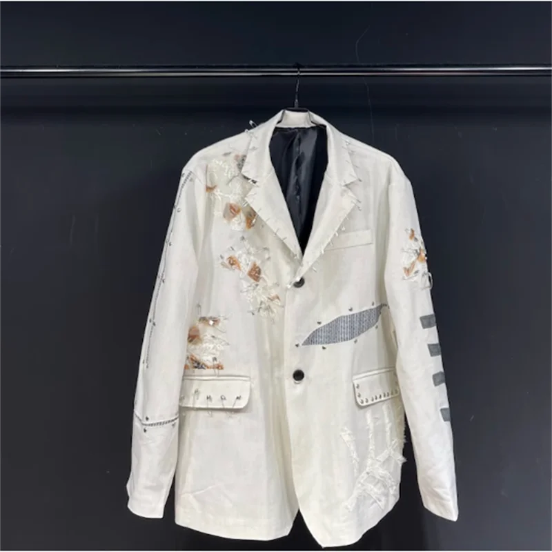 [Индивидуальный пошив] мужской пиджак низкого размера с нашивками для холодного