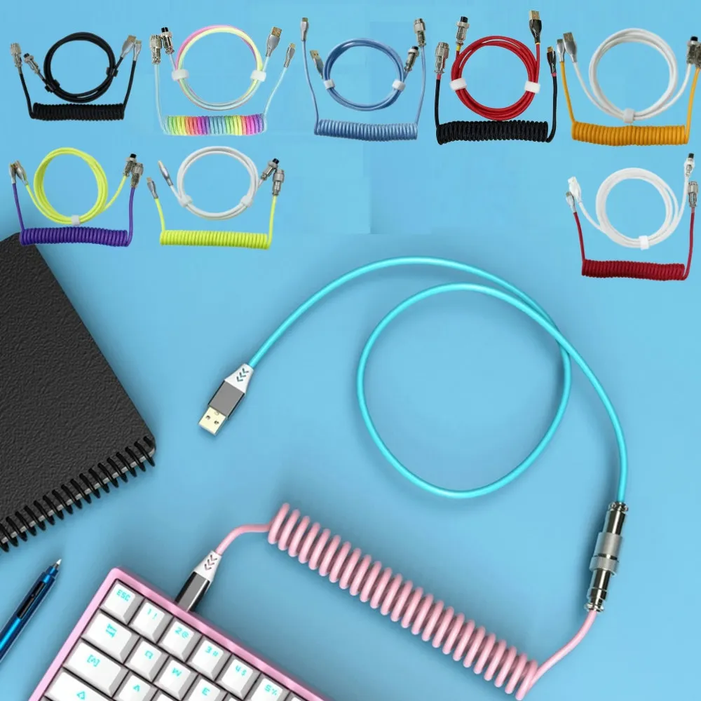 

Mechanical Keyboard Data Cable Computer Mechanical Keyboard Coiled Aviator Wire Type-C USB Plug-in Spring Cable