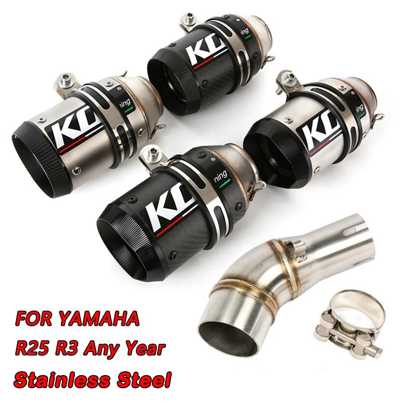 51MM FOR YAMAHA R25 R3 Motorcycle Exhaust Pipe Escape Muffler Mid Link Pipe Connect Tube Without DB Killer Slip On  Any Year