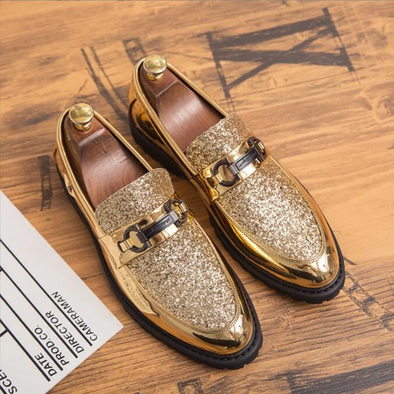 

Luxury Shoes Coiffeur Party Shoes Men Formal Slip Dress Glitter Designer Shoes Men Classic Gold Dress Shoes Size 39-46