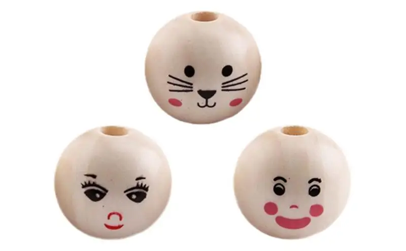 

Universal Smiling Wood Beads High Quality Painting Round Natural Wooden Beads Durable Handcraft Jewelry Making wood Beads