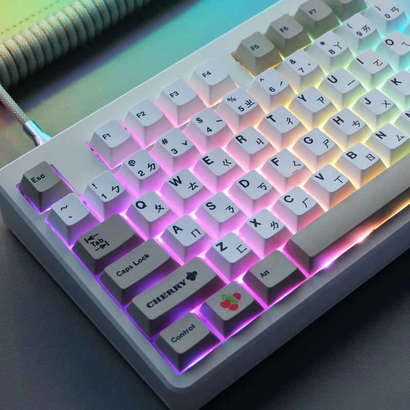 

1 Set PBT Keycap GMK Classic black white grey Retro Keycaps Dye Sublimation Keycap Cherry profile Key Caps for MX switches