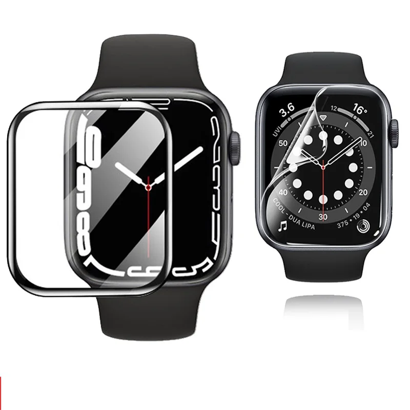 

100pcs Screen protector For Apple watch Series 7 45mm 44mm 40mm iWatch 6 SE 5 4 3 42mm 38mm 41mm 9H Soft Glass watch Accessories