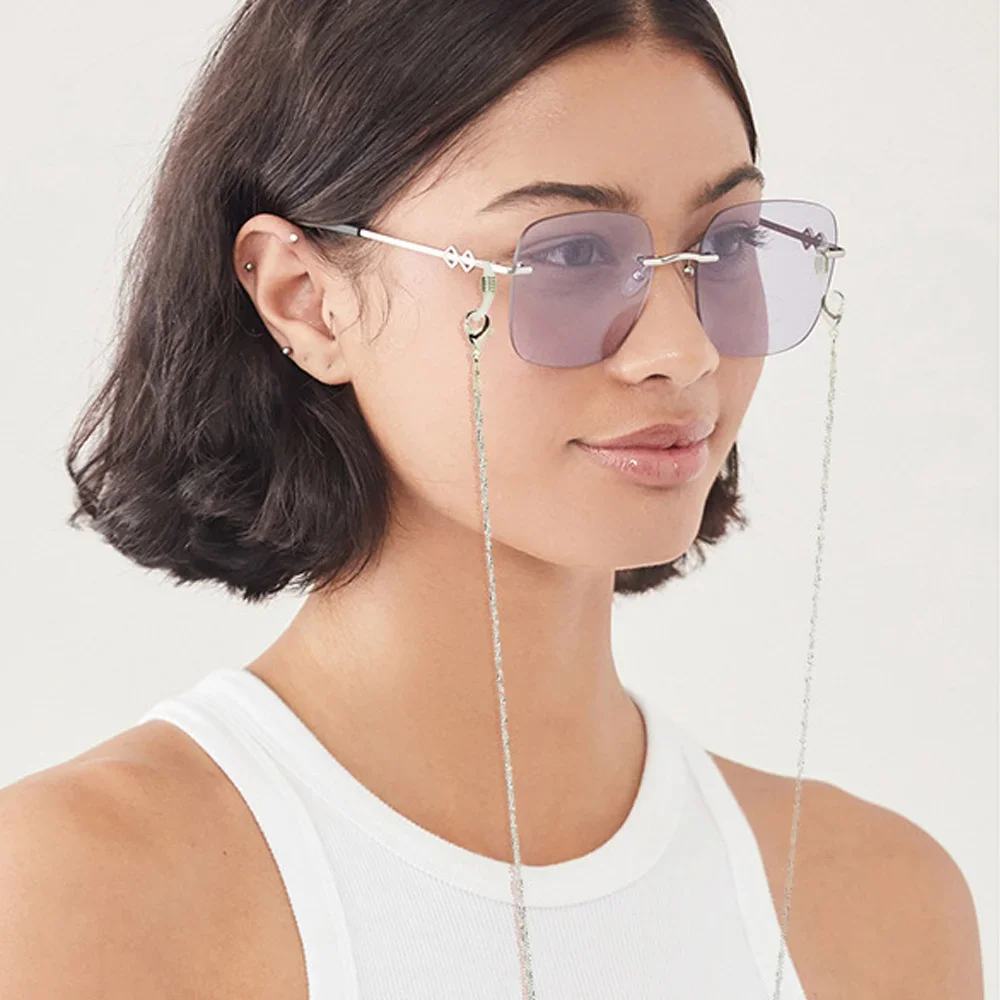 

Elegant Starlight Chain For Glasses Luxurious Sparkling Silver Color Lanyard Glasses Chain Fashion Women Sunglasses Accessories