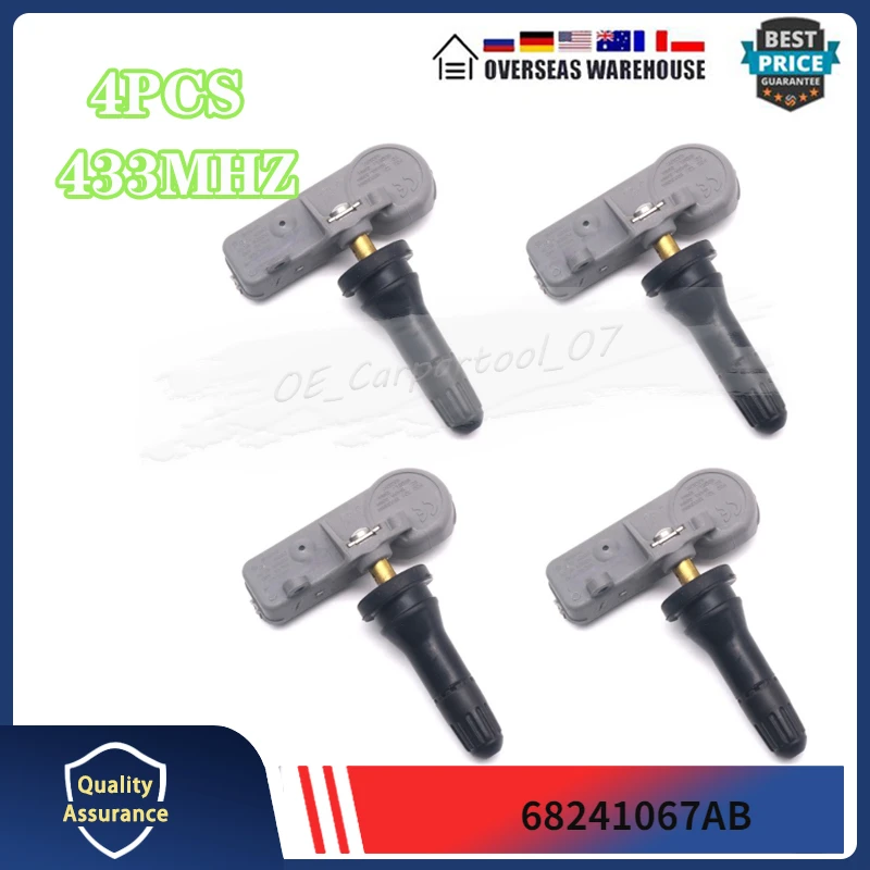 Датчик давления в шинах 68241067AB, 4 шт., датчик давления в шинах для 2010-2015 Jeep Grand Cherokee, система контроля давления в шинах 433 МГц
